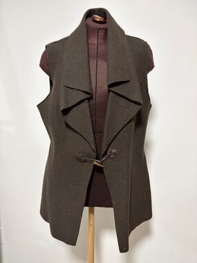 Sleeveless Draped Front Vest in Dark Brown